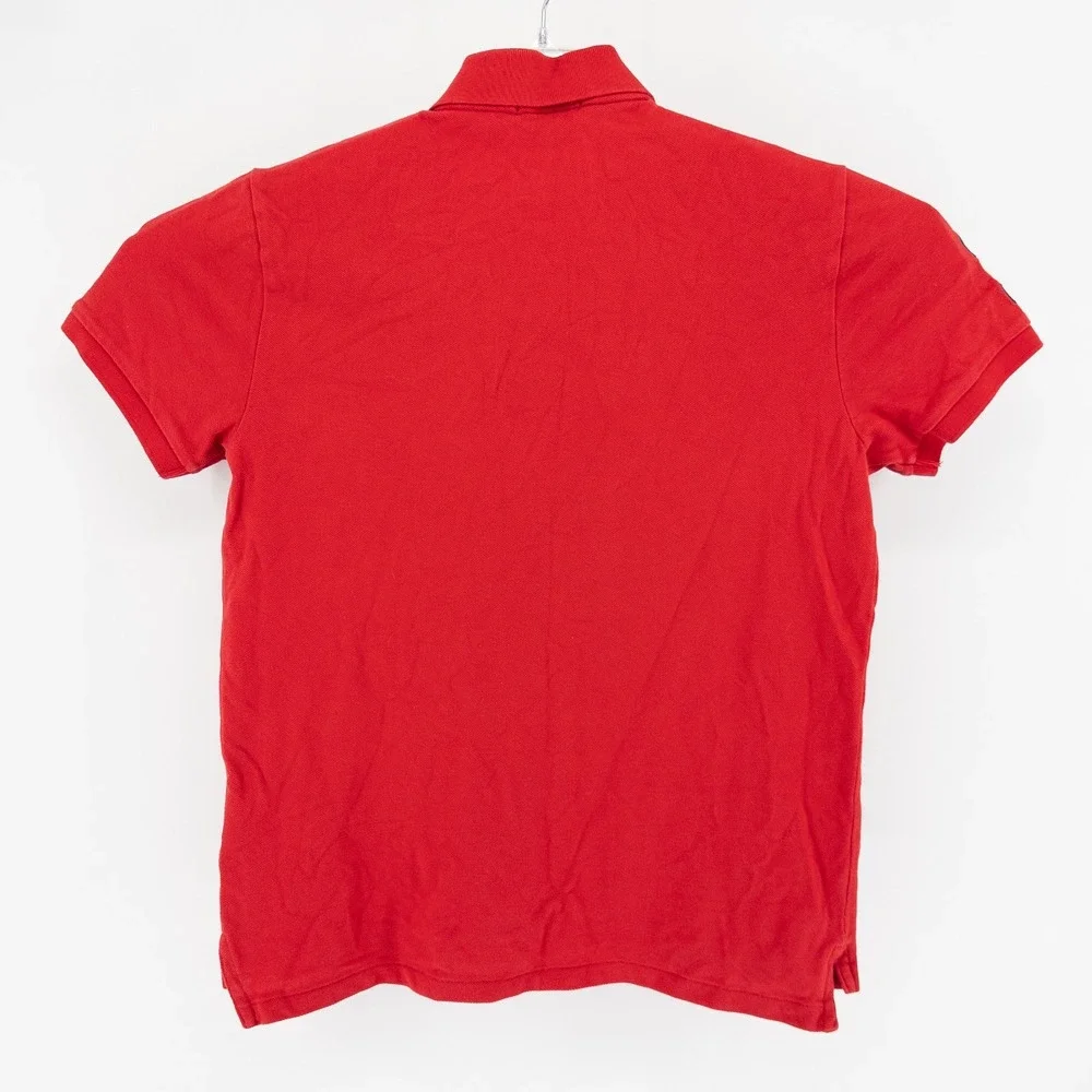 Polo Ralph Lauren Mens M Shirt Red Triple Pony‎ Custom Slim Fit 3 Patch Rugby